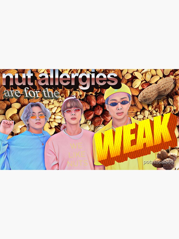 "BTS Nut Allergies Meme" Sticker for Sale by potatosaladd Redbubble