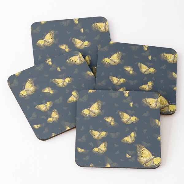 Artikelvorschau, Butterfly yellow cute a hand pattern watercolor blue entworfen und verkauft von Yana Mustafina | Boho Soulful Designs.