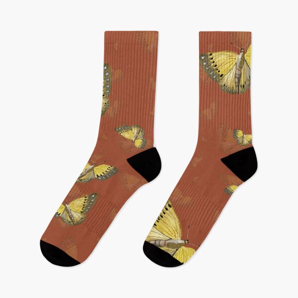 Artikelvorschau, Butterfly yellow cute a hand pattern watercolor black brown entworfen und verkauft von Yana Mustafina | Boho Soulful Designs.