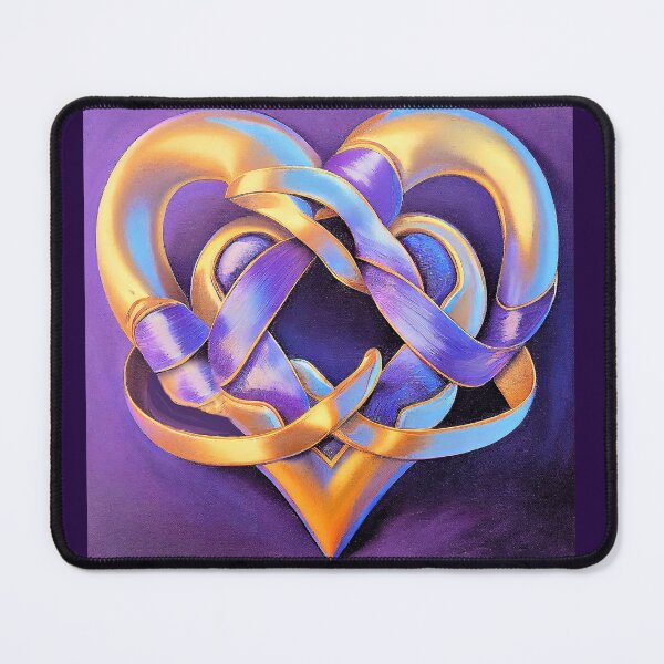 Item preview, Double Golden Heart Interlocked with Purple Ribbon designed and sold by factory88.