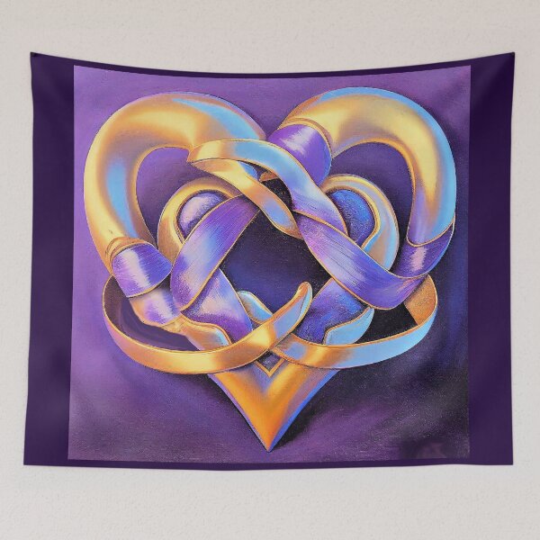 Item preview, Double Golden Heart Interlocked with Purple Ribbon designed and sold by factory88.