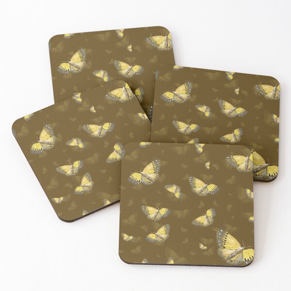 Item preview, Butterfly yellow cute a hand pattern watercolor khaki designed and sold by Yana Mustafina | Boho Soulful Designs.