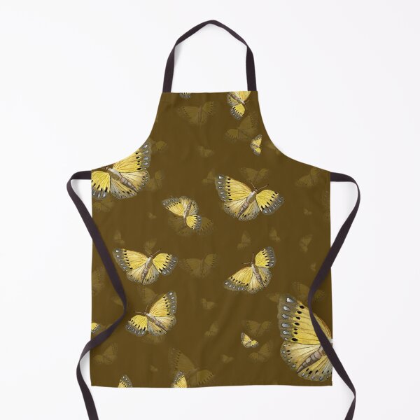 Item preview, Butterfly yellow cute a hand pattern watercolor khaki designed and sold by Yana Mustafina | Boho Soulful Designs.