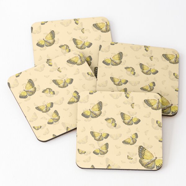 Artikelvorschau, Butterfly yellow cute a hand pattern watercolor beige entworfen und verkauft von Yana Mustafina | Boho Soulful Designs.
