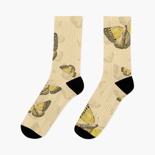 Item preview, Butterfly yellow cute a hand pattern watercolor beige designed and sold by Yana Mustafina | Boho Soulful Designs.