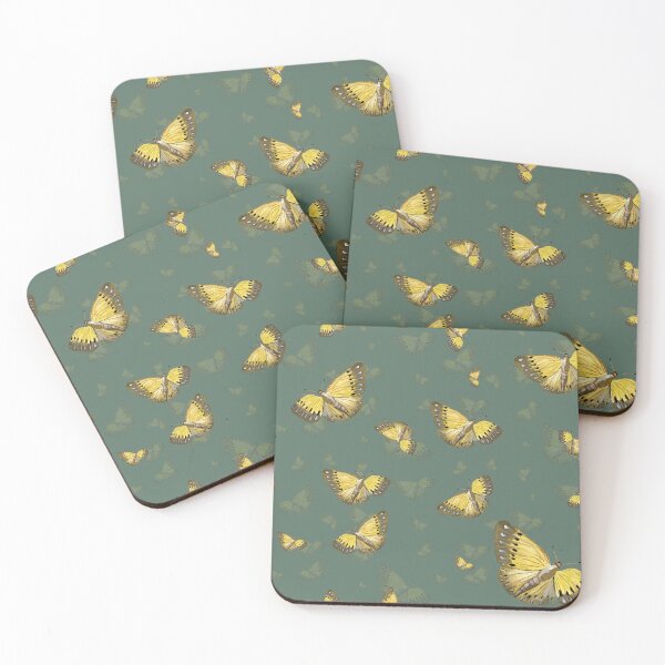 Artikelvorschau, Butterfly yellow cute a hand pattern watercolor turquoise entworfen und verkauft von Yana Mustafina | Boho Soulful Designs.