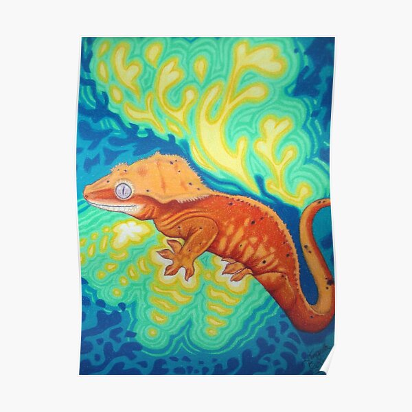 Red Crested Gecko Art Poster