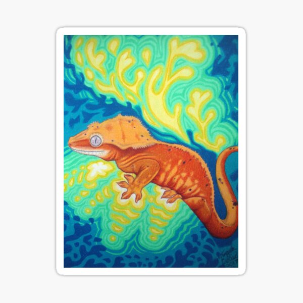 Red Crested Gecko Art Sticker