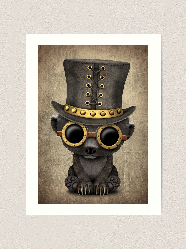 Steampunk Baby Honey Badger Art Print By Jeffbartels Redbubble