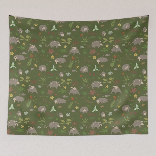 Item preview, Possums in a Berry Field Pattern designed and sold by PaperRain.
