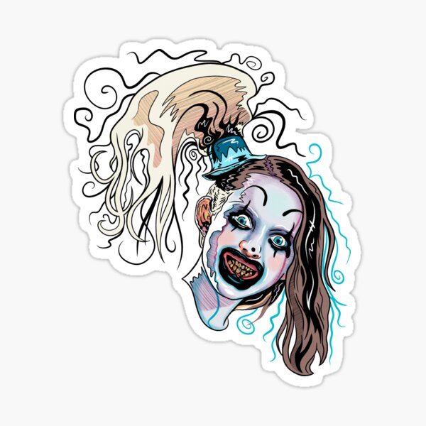 Item preview, Little Pale Girl Spooky Clown Horror Movie Art Terrifier 2  designed and sold by BetterDaze.