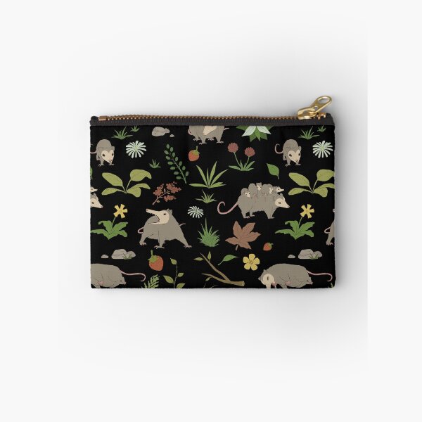 Item preview, Possums in a Berry Field Pattern on Black designed and sold by PaperRain.