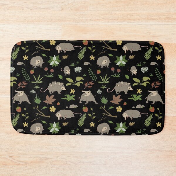 Item preview, Possums in a Berry Field Pattern on Black designed and sold by PaperRain.