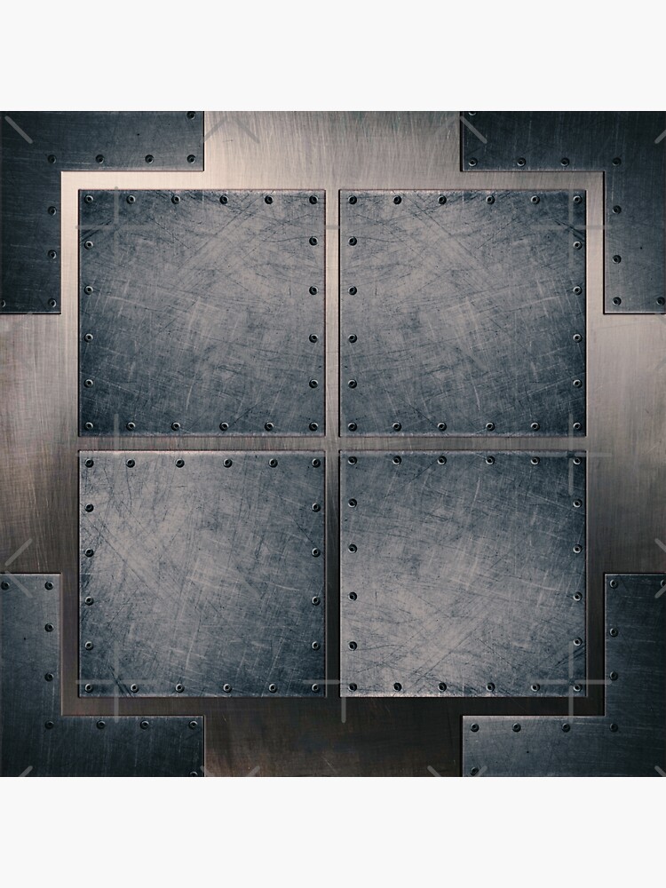 "Steampunk Themed Artwork Distressed Riveted Steel Sheets Print