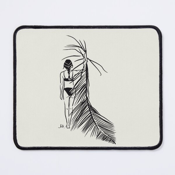 Item preview, Bikini Girl with Palm Tree Black and White designed and sold by wavveandsalt.