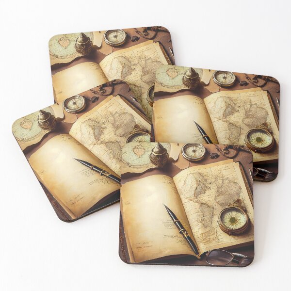 Item preview, Pirates notebook with treasure map and magnifying glass. designed and sold by TheBrainArt.