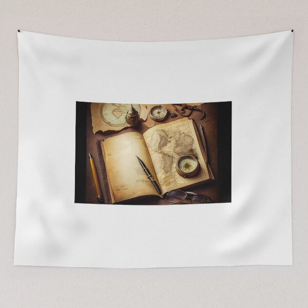 Item preview, Pirates notebook with treasure map and magnifying glass. designed and sold by TheBrainArt.
