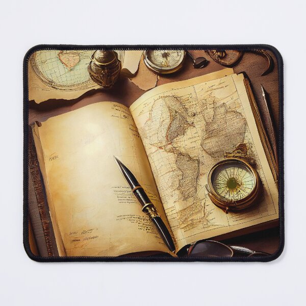 Item preview, Pirates notebook with treasure map and magnifying glass. designed and sold by TheBrainArt.