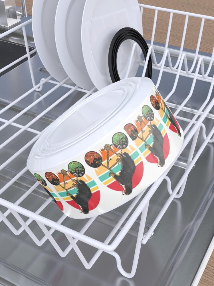 Alternate view of Vintage Bicycle Rider Dog, Cute Bernese Mountain Dog Biker, Bernese Mountain Dog Cyclist, Biker Dog, Dog Biker, Retro Vintage Biker Dog, Artistic Aesthetic Dog Pun, Cycling Pun with Dog Themed Art Pet Bowl