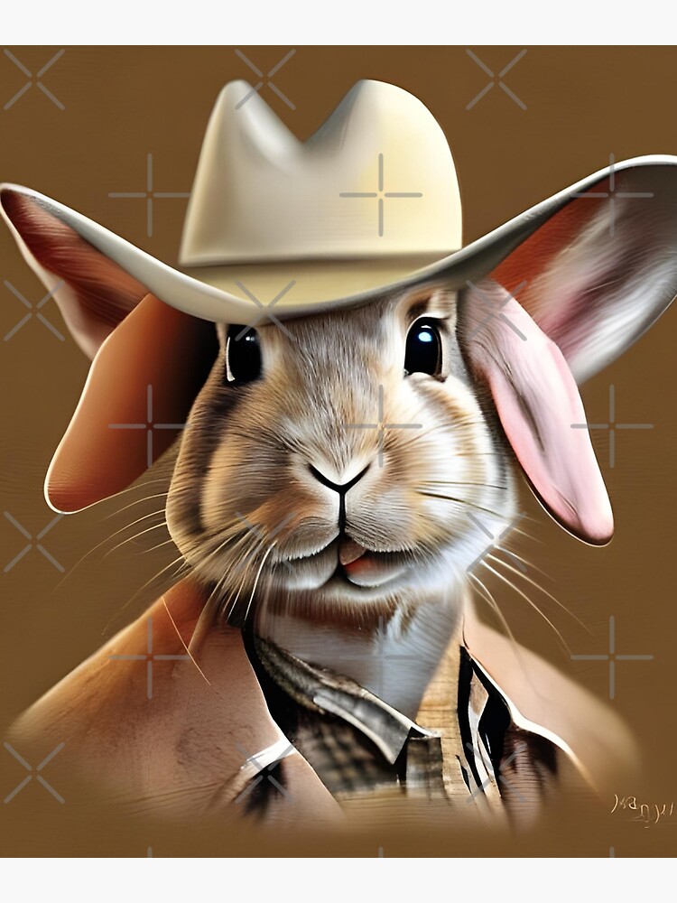 Conejo divertido con un sombrero de vaquero Lámina fotográfica