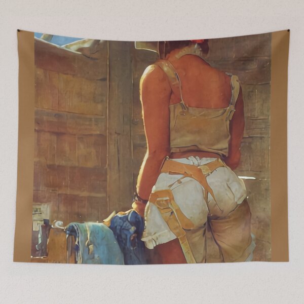 Item preview, Cowgirl Getting Ready for the Day from the Rear/ a Texas Gal designed and sold by No1Equestrian.
