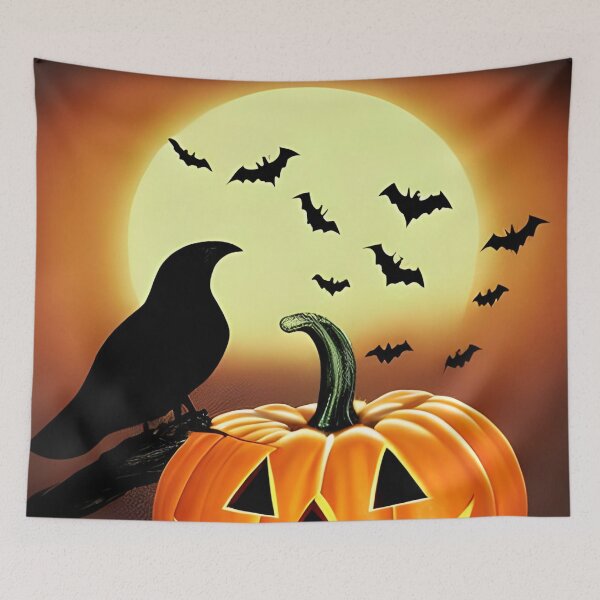 Item preview, Halloween pumpkin and crow designed and sold by The Love Quill.