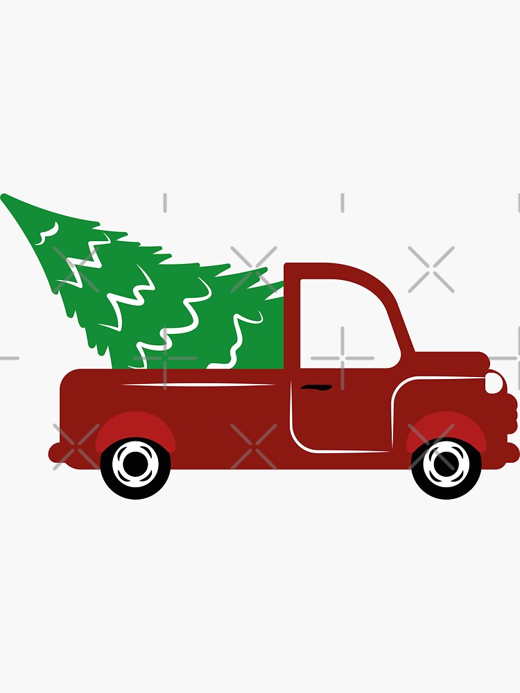 "Red Christmas truck" Sticker for Sale by BondeelArts Redbubble