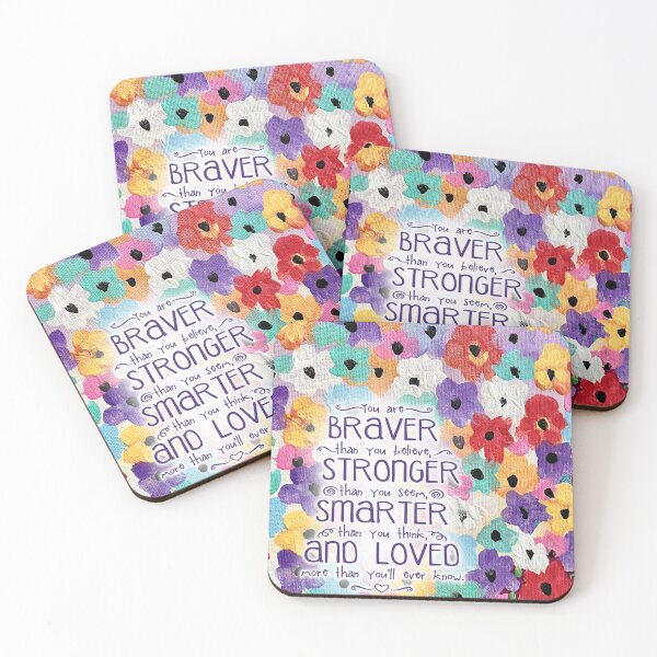 Item preview, braver, stronger, smarter and loved. Pooh Quote, feminine quote, gift designed and sold by SleeplessLady.