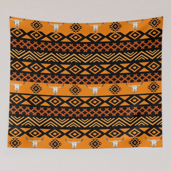 Item preview, Southwest Aztec Cow Scull In Shades Of Brown designed and sold by handsoftime2020.
