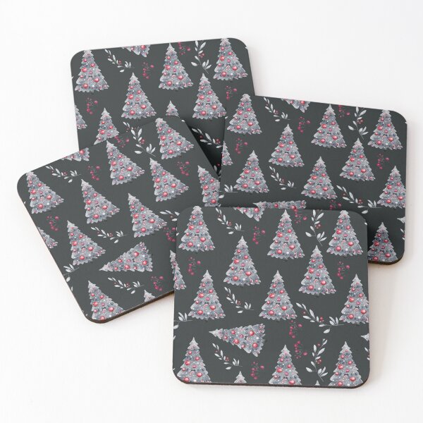 Item preview, Christmas Tree Seamless Pattern with Black Background designed and sold by PBJArt.