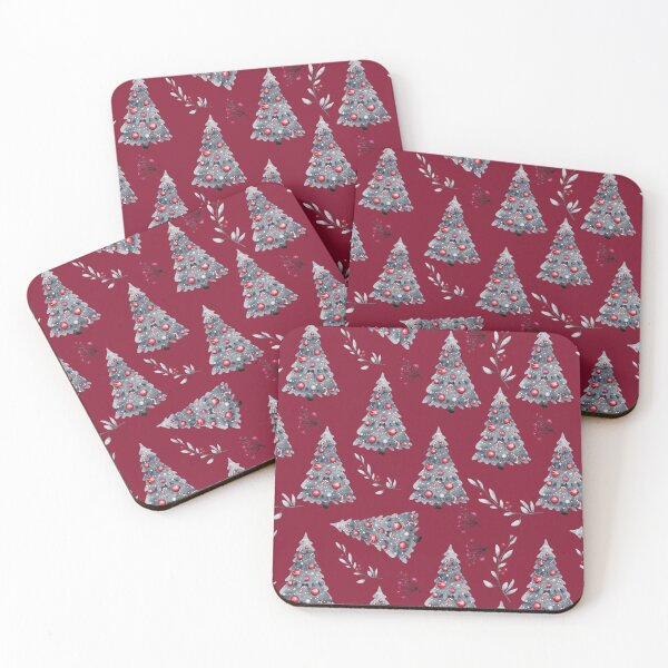 Item preview, Christmas Tree Seamless Pattern with Red Background designed and sold by PBJArt.