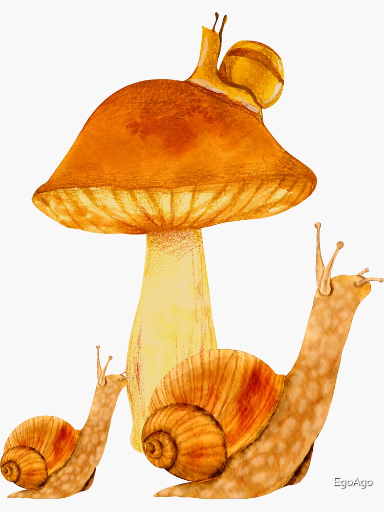 "CUTE SNAILS AND MUSHROOMS VINTAGE SNAILS CUTE MUSHROOM" Sticker for