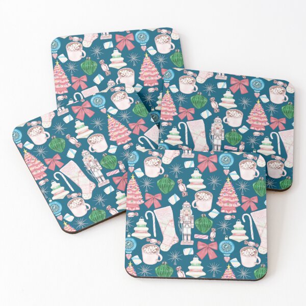 Item preview, Vintage Pink Xmas - Teal Blue designed and sold by HB Loves Crafts.