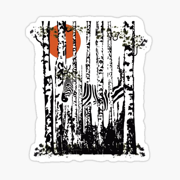 Birch trees, zebra - autumn Sticker