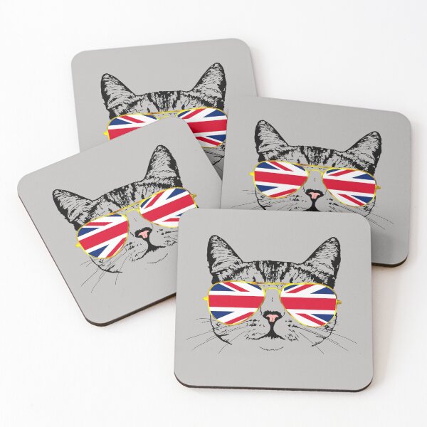 Item preview, Cat with UK Flag Gold Aviators designed and sold by LuxeHurricane.