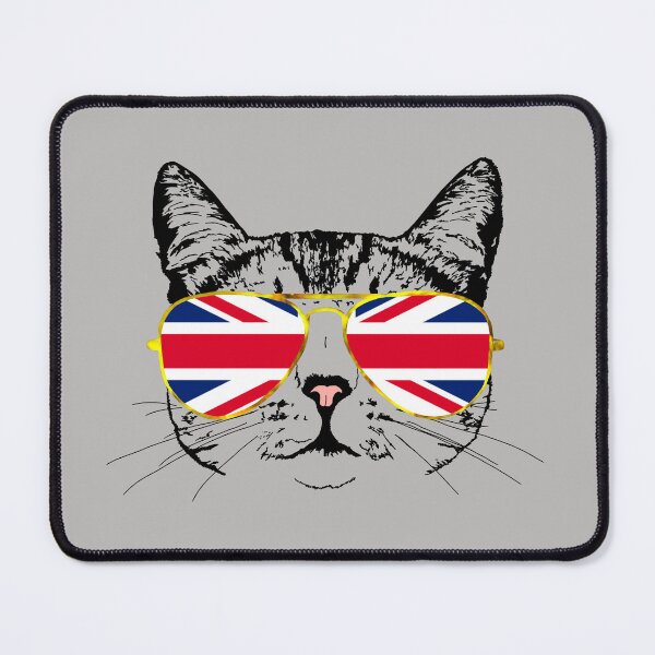 Item preview, Cat with UK Flag Gold Aviators designed and sold by LuxeHurricane.