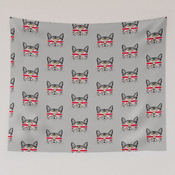 Item preview, Cat with UK Flag Gold Aviators designed and sold by LuxeHurricane.