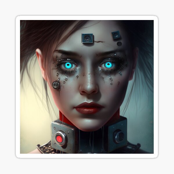"Hardwired Woman AI Art" Sticker for Sale by VoidXedis Redbubble