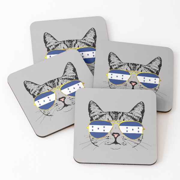 Item preview, Cat with Honduras Flag Gold Aviators designed and sold by LuxeHurricane.