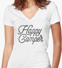 HAPPY CAMPER Women's Fitted V-Neck T-Shirt