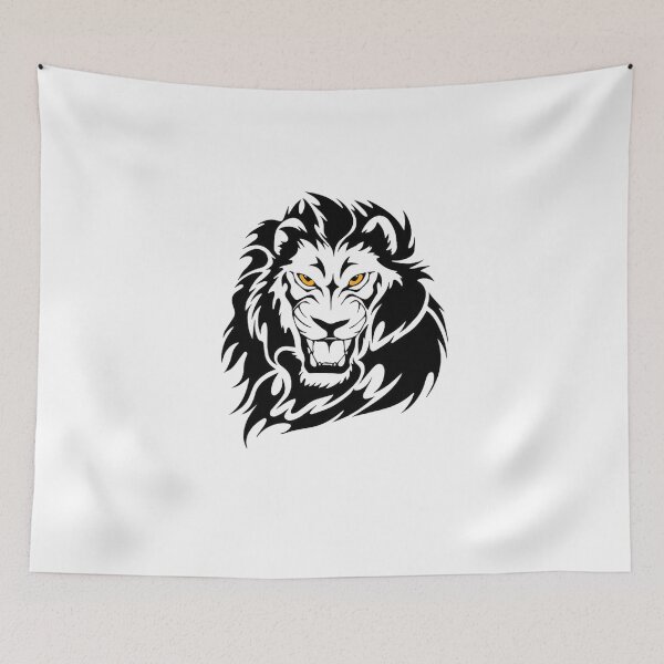 Item preview, lion face - scary lion face - black lion designed and sold by mu-art.