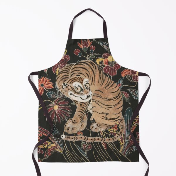 Item preview, Gyokushu's Seated Tiger and Japanese Flowers Remixed by Bossy Cat Home designed and sold by BossyCatHome.