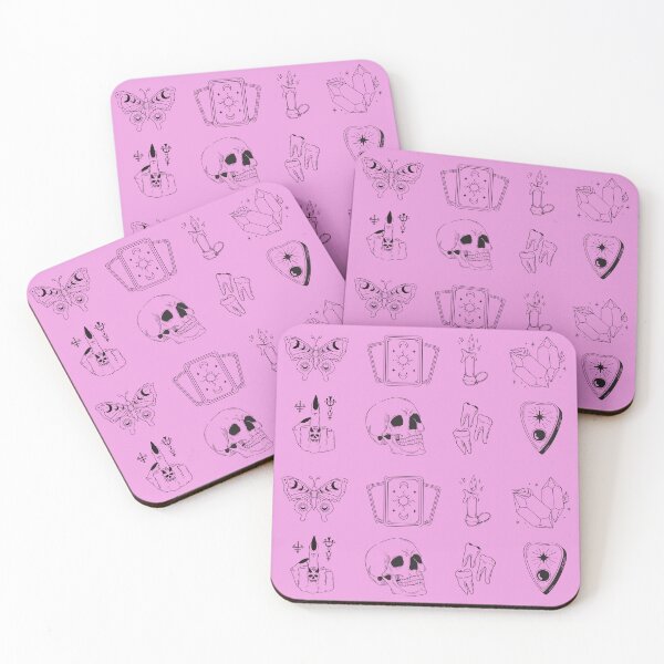 Item preview, Witchy Occult Pattern Pink and Black Ouija Skulls Sticker designed and sold by InspiredViolets.