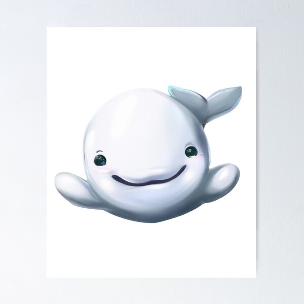 Item preview, Very Cute Beluga Whale.  Kawaii Animals designed and sold by LeanDesigns.