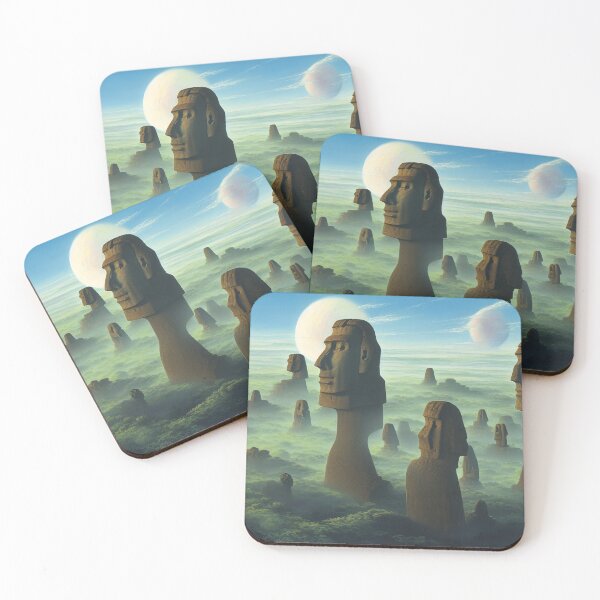 Item preview, Moai Guarding the Green Forest Under Two Moons designed and sold by Parco-Mizzo.