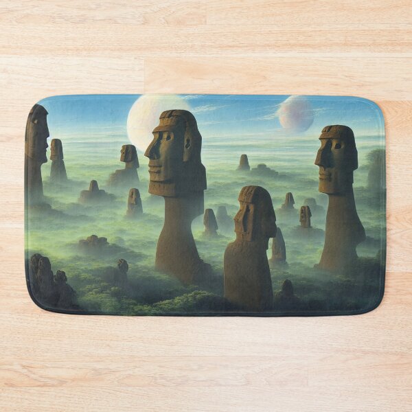 Item preview, Moai Guarding the Green Forest Under Two Moons designed and sold by Parco-Mizzo.