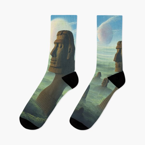 Item preview, Moai Guarding the Green Forest Under Two Moons designed and sold by Parco-Mizzo.