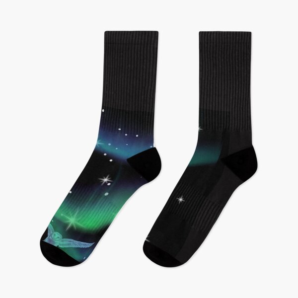 Item preview, NORTHERN LIGHTS BLACK NIGHT SKY FLYING OWLS designed and sold by DAKSs.