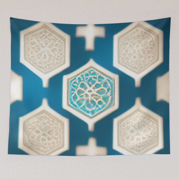 Item preview, blue mosaic of ancient Arab Islamic architecture / piece of art designed and sold by MaissaArt.