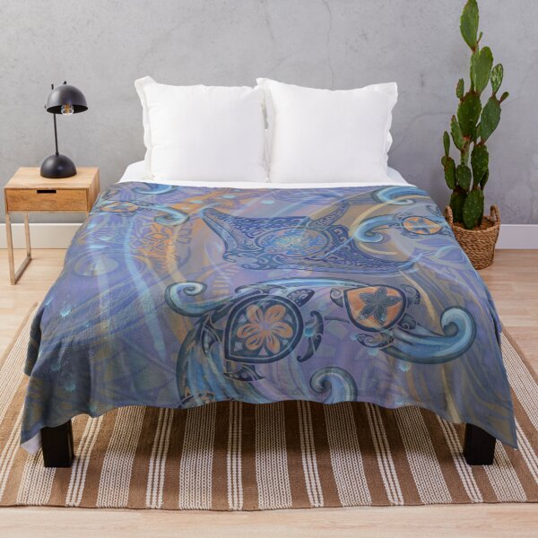 Artikelvorschau, Tribal Mantarochen und Schildkröten Ocean Spray Aquarell 3500 entworfen und verkauft von sunnthreads.